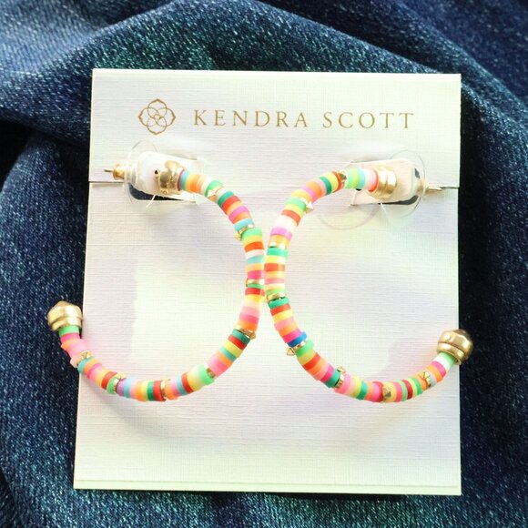 Kendra Scott Reece Neon Mix Small Hoop Earrings - Picture 1 of 2